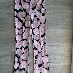 Zara Floral Women's Pants - Pink and Black Small